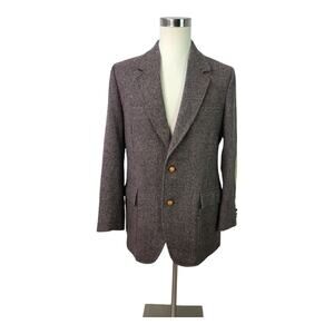 Pendleton Brown Taupe Tweed Vintage Lined Elbow Patch Blazer Jacket Coat 44 L